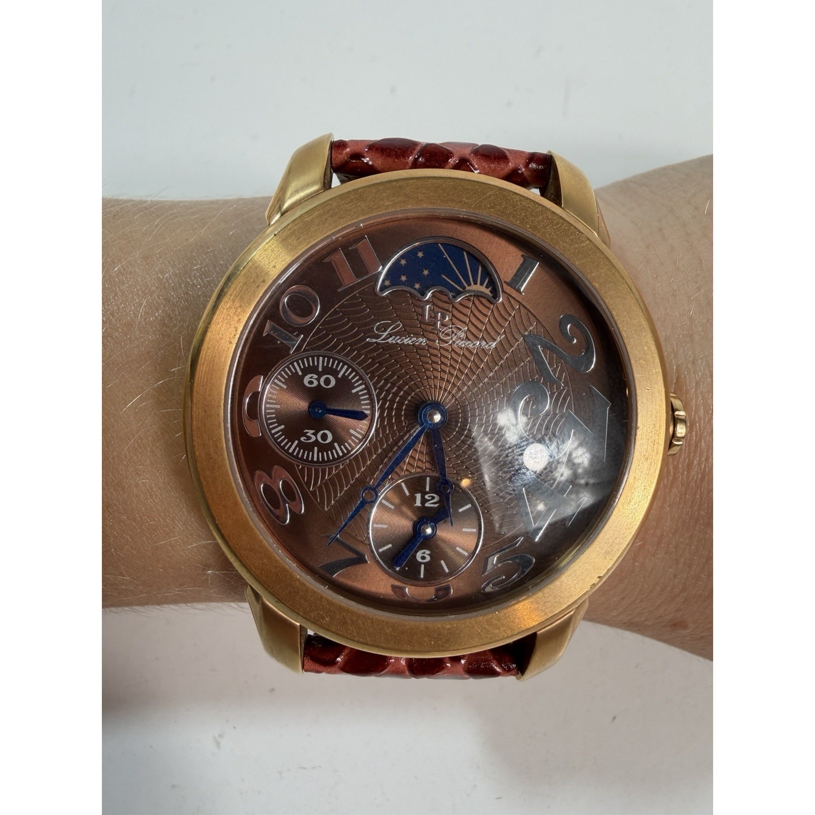 Lucien Piccard Mechanical Men's Watch 17 Jewels Brown Dial